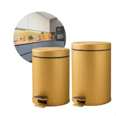 Kit 2 Lixeiras Aço Inox De 3l E 5l Dourada Crie Construa