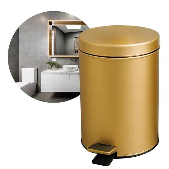 Lixeira Dourada Inox com pedal Multiuso 3L Crie & Construa
