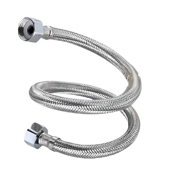 Engate Flexível Inox Trançado 60cm Cromado Niple Preso