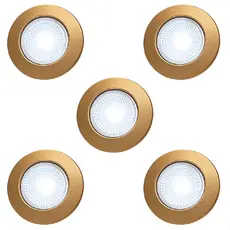 Kit 5 Spot Led Embutir Redondo Dourado 5w Branco Frio 9cm