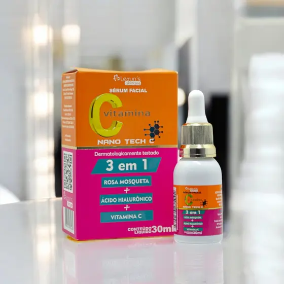 Sérum Facial Nano Tech C 3 em 1 – Vitamina C, Rosa Mosqueta e Ácido Hialurônico