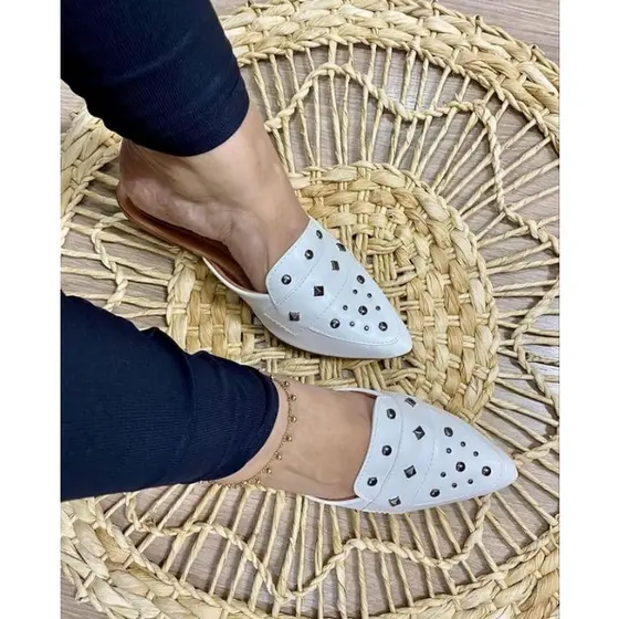 Mule Sapatilha Muller Sandalia Sapato Rasteira Pedras Ribite Confortável Envio Imediato
