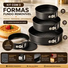 Forma de Bolo Redonda Fundo Removível Forma de Bolo Antiaderente Kit Assadeira Antiaderente