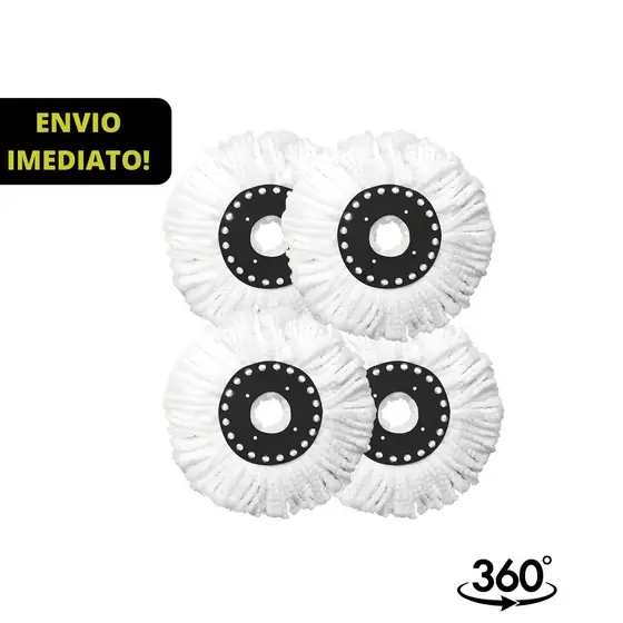 Kit 4 Refis mop 360 microfibra tamanho universal
