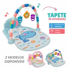 Tapete Infantil de Atividades Sensorial para Bebê Piano Musical com Som e Luzes