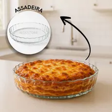 Assadeira Forma Redonda Vidro 27 Canelada Borossilicato 1,3 Litros