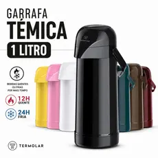 Garrafa Térmica Café 1 Litro Termolar Magic Pump Quente e Frio Botão de Pressão