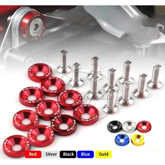 Fender Conjunto De Arruelas De Alumínio E Parafusos Pára-Choque Estilo M6 JDM 10 Peças Para Honda Civic Motos Universal