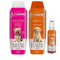 Kit Banho Pet Cães Shampoo e Condicionador Cachorro Filhote 500ml + Perfume Colônia 60ml Prevenir dermatites e Alergia