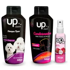 Kit Banho Shampoo para Cachorro e Gato Poodle 500ml + Condicionador + Perfume 60ml à Escolha Kit Shampoo Pet UP Clean