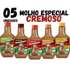 Kit 5 Molho para Ração de Cachorro 250g Salsapetti Sabores Cremoso Sachê para Cachorro Molho para Ração Pet Cães e Gatos