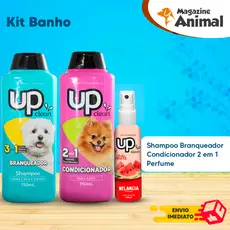 Kit Banho Shampoo para Cachorro Branqueador 750ml + Condicionador 750ml Shampoo Clareador Pet Cachorro Branco UP Clean
