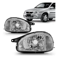 Par Farol Corsa 01 A 06 07 08 09 10 Cromado Carcaça Preta