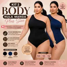 Kit 2 Body Mula Manca Feminino Plus Size Tendencia Lançamento Modelador Body Básico Casual Festa Um ombro Só Elegante