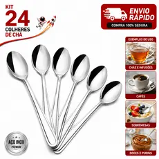 Colher de Chá em Inox 6/24 Unidades Café Sobremesa Premium