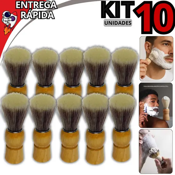 Kit 10 Pincéis de Barbear Profissional Cerdas Macias Laváveis Aplicador de Espuma para Barba