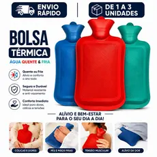 Bolsa Termica De Compressa Água Quente 1.5L Unidades Emborrachada Multiuso Alivia Dores Cólica Lombar Pescoço