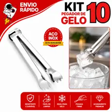 Kit 10 Pegador De Carne e Gelo Inox Pinça Churrasco