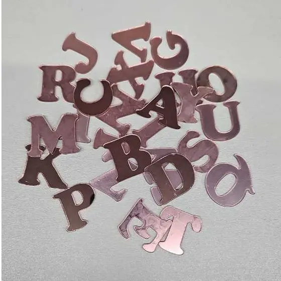 Letras Em Acrílico Prata Rosê E Azul Espelhado 3cm Pacote Com 10 Letras Do Mesmo Modelo