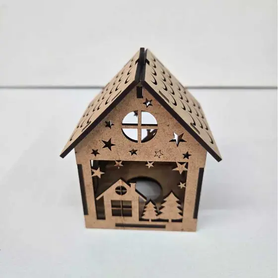 Casinha De Natal Enfeito Decorativo Em Mdf 3mm