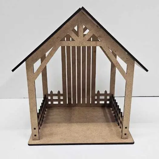 Estábulo Para Presépio Em Mdf Cru 3mm 20X20X23