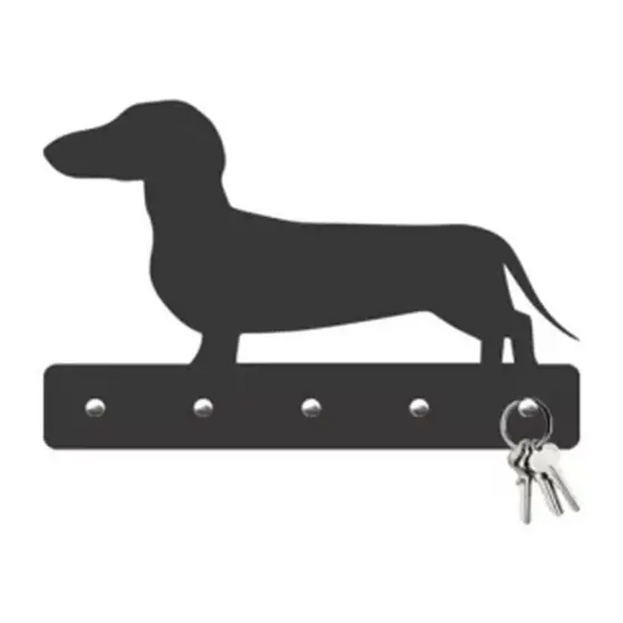 Quadro Porta Chaves Cachorro Salsicha Mdf 3mm Vazado 20x10 Cor Preto Fosco