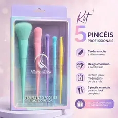 Kit Pincéis arco-iris com 5 unidades iluminador de blush profissional Pincel para Rosto e Olhos