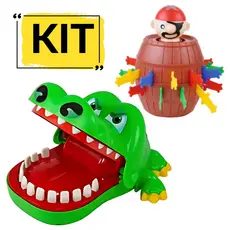 Brinquedos Jogo Jacare Crocodilo Morde Dedo Barril Pula Pirata Jogos Infantil Educativo