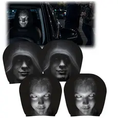 Capa De Encosto De Cabeça Para Assento De Carro , Protetor Interior De Rosto Engraçado , 1 Par , Descanso Caminhão Autom