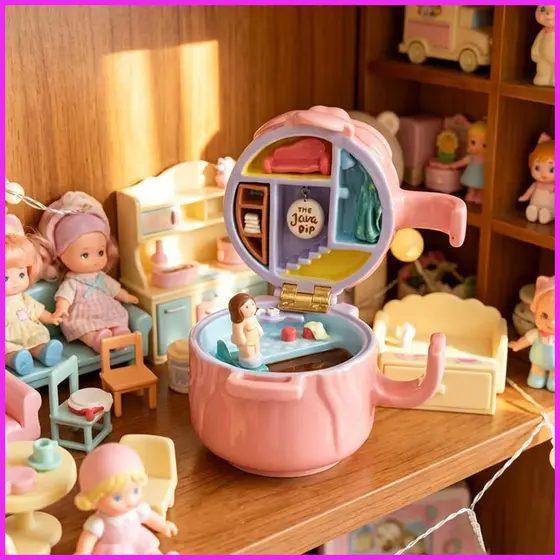 Casa De Boneca Portátil Com Tampa Resina Decorativa Copo Forma Engraçado Fingir Playhouse Para Viagens alpiert2br