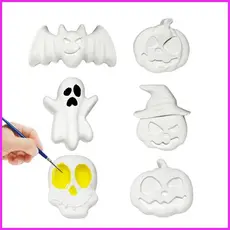 Figuras De Gesso De Halloween Tema Festivo Assustador Artesanato Crianças Abóbora Fantasma Morcego Sem Pintura Para Inic