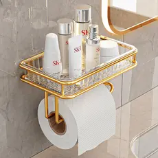 prateleira de banheiro organizador de banheiro organizador de cosméticos banheiro porta produtos de limpeza Porta-papel higiénico dourado