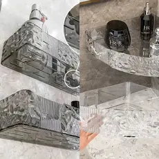 Suporte de Shampoo Acrílico com Adesivo, Prateleira Retangular ou Triangular, Saboneteira sem Furos