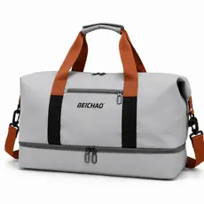 Bolsa De Viagem Impermeável De Grande Capacidade De Camada Dupla Com Zíper Mala de Bordo Com Alça de Ombro e Alça De Mão