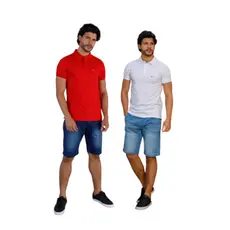 Bermuda Jeans Elastano Masculino com botão Zip Bolsos Premium