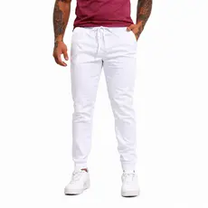 Cal莽a Jogger Masculina Jeans  Sarja Branca Punho El谩stico Cord茫o De Regulagem Premium Confort谩vel