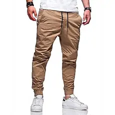 Calça Jogger Jeans Tevoro Masculino Sarja Com Elastano Elastico Punho Cordão de regulagem Cor Bege
