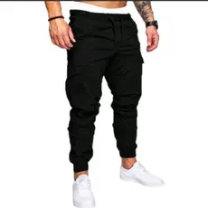 Calça Cargo Jogger Preto Masculina Sarja Colorida Com Punho Elástico Envio Rapido