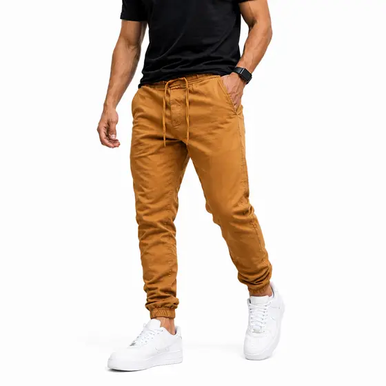 Cal莽a Jogger Masculina Sarja Premium Com Punho El谩stico Confort谩vel
