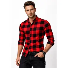 Camisa Xadrez Masculina Manga Longa Slim Fit Casual Social Moderna casual Confortável Premium