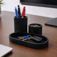 Kit Organizador Mesa 3 Peças Porta Canetas, P/ Clips e P/ Trecos
