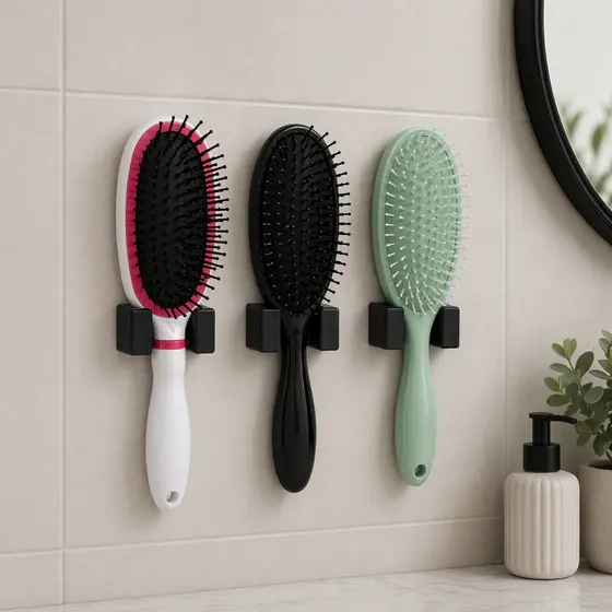 Kit 3 Suportes de Escova de Cabelo com Fita Dupla Face 3M sem Furar a Parede