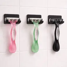 Kit 3 Suporte Aparelho de Barbear Lâmina Gillette Gilete Prestobarba Fita 3M Sem Furar