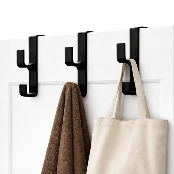 Kit 3 Ganchos Duplos de Porta Quarto Banheiro Multiuso Cabide Suporte Encaixe na Porta