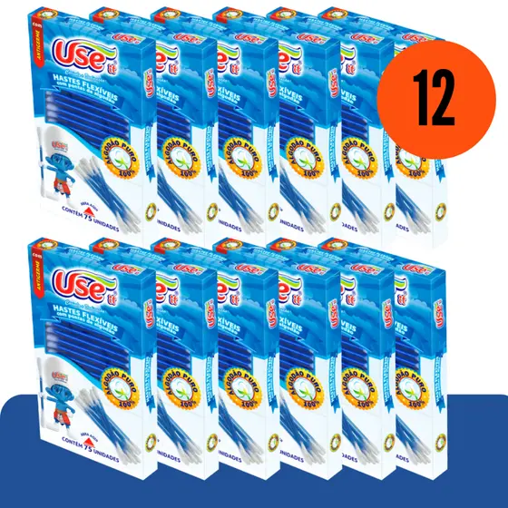 Kit 900 Hastes Flexíveis Cotonete use It 12caixinhas c/75unidades cada