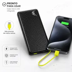 Power Bank 10000mAh PN-951 Carregador Portátil Cabo Integrado Usb Carga Rápida