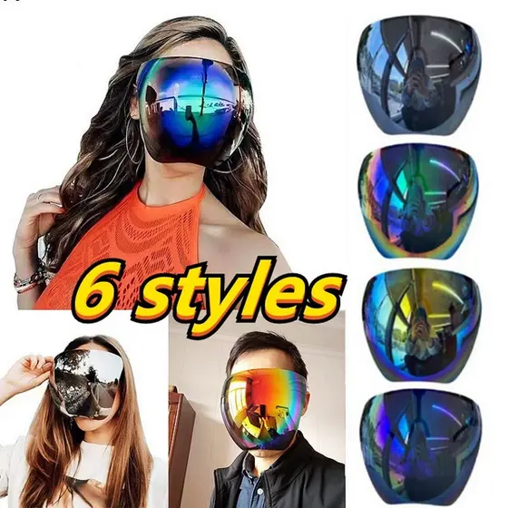 Óculos De Sol Com Proteção Facial Para Ambientes Externos Visor Multifuncional Extra Grande Face Colorido Máscara Anti-Embaçante Completo À Prova De Poeira