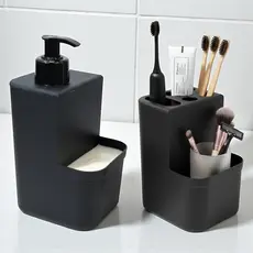 Dispenser de Sabonete Líquido + Porta Escovas de Dentes – Organização e Higiene para Banheiro