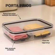 Porta Frios Hermético Presunto Queijo Organizador Geladeira Tampa Vedada Conserva Alimentos