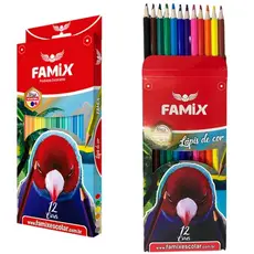 CAIXA DE LAPIS DE COR FAMIX COM 12 CORES
